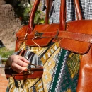 Green carpet Leather bag for Women