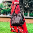 Shoulder Studded leather handbag