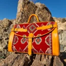 Moroccan Handmade Carpet Leather Travel Bag