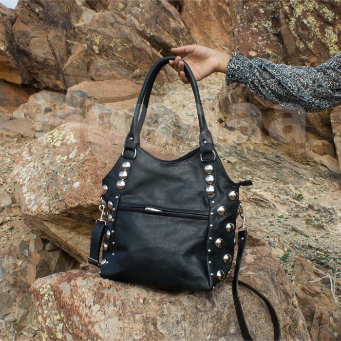 Shoulder Studded leather handbag - Image 16