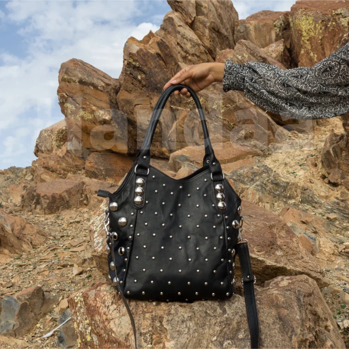 Shoulder Studded leather handbag - Image 14