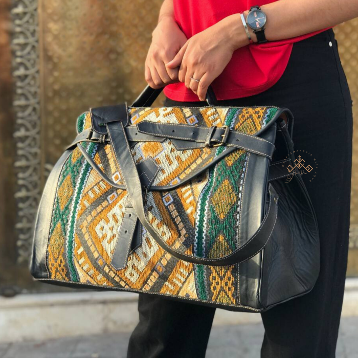 Handcrafted Victorian carpet leather bag - Image 7