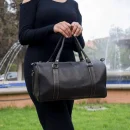 Black Handmade Small Leather Travel Bag