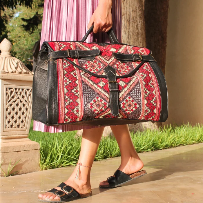Personalized Weekend travel Carpet Leather bag - Image 2