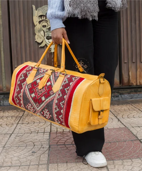 Large Kilim Leather Travel Bag