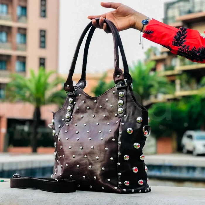 Shoulder Studded leather handbag - Image 3