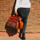 Vintage carpet Leather Travel Bags