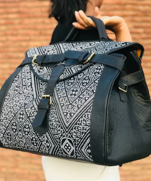 Elegant Black Leather Travel Bag