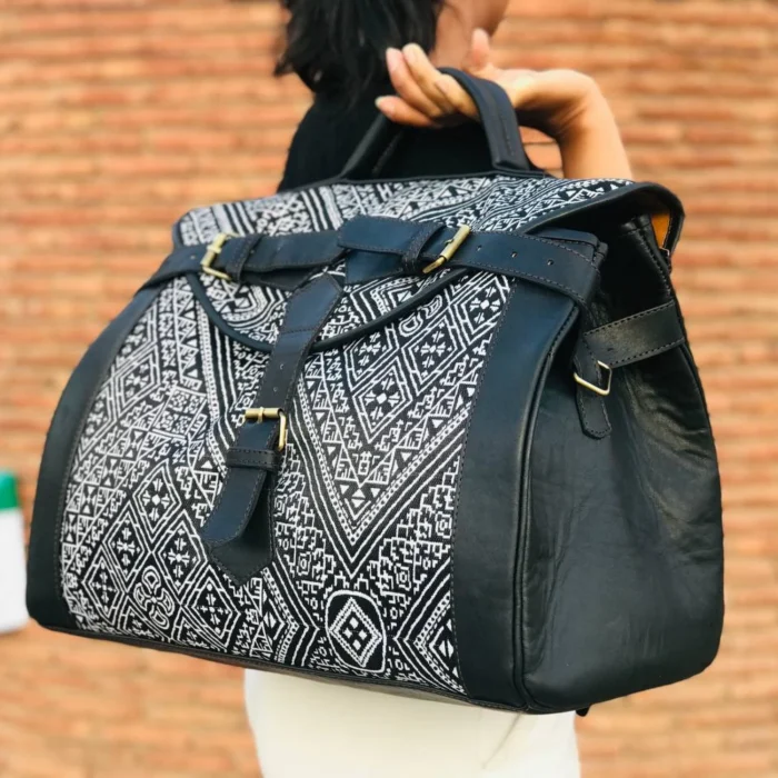 Elegant Black Leather Travel Bag