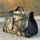 Handcrafted Victorian carpet leather bag