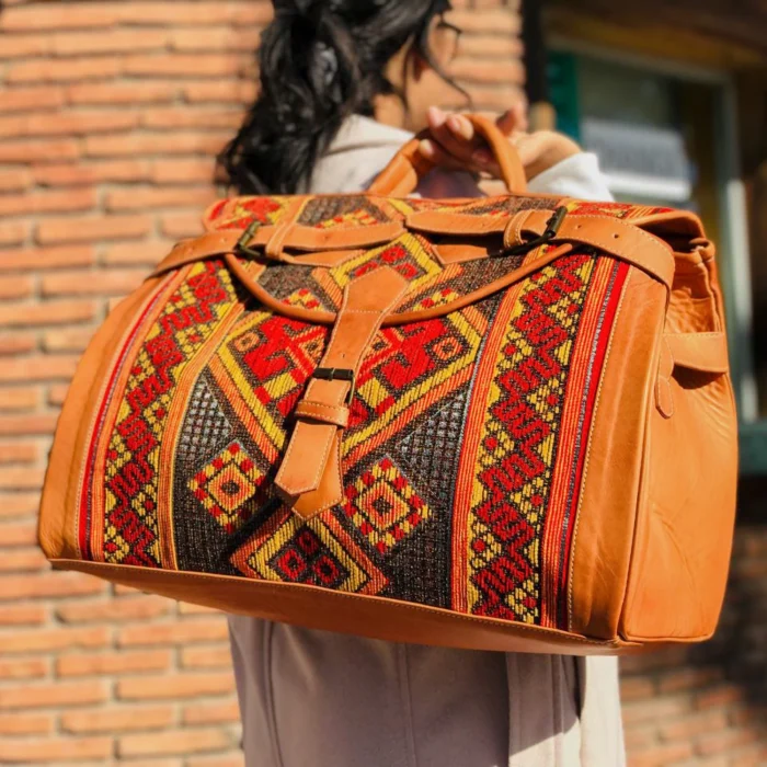 Personalized Crafted Kilim Travel leather Bag - Image 4