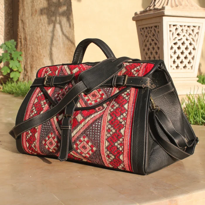 Personalized Weekend travel Carpet Leather bag - Image 5