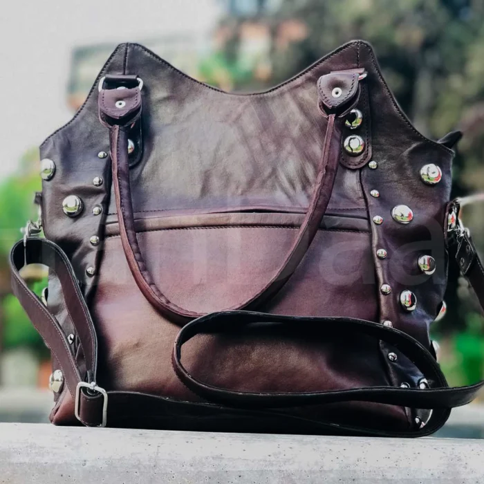 Shoulder Studded leather handbag - Image 12