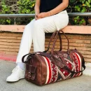 moroccan large kilim leather travel bag