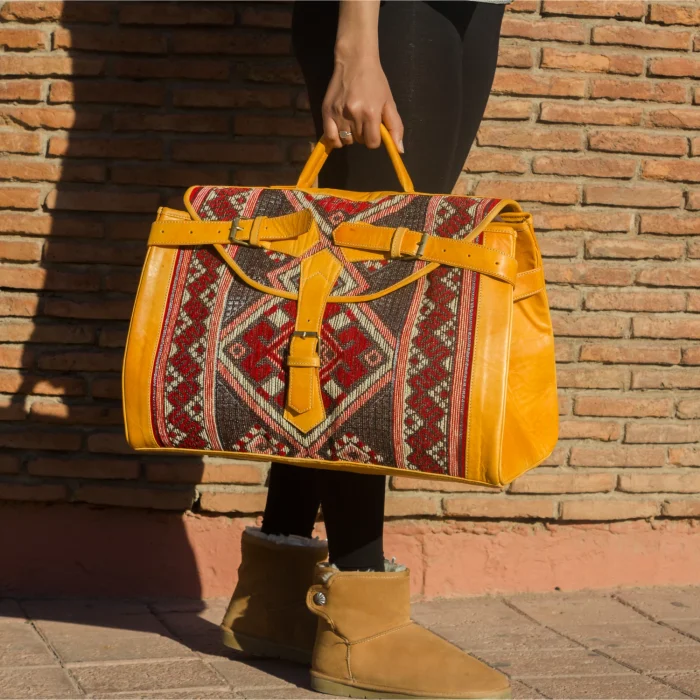 Personalized Weekend travel Carpet Leather bag - Image 16