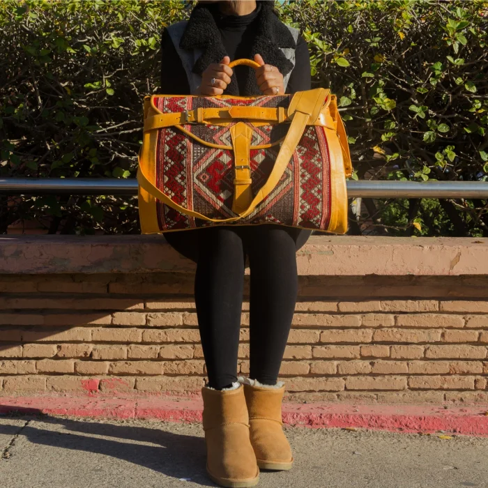 Personalized Weekend travel Carpet Leather bag - Image 18