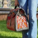 Black Vintage Red Woven Carpet Leather Travel Bag