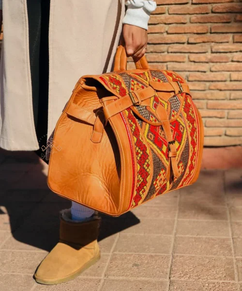 Personalized Crafted Kilim Travel leather Bag
