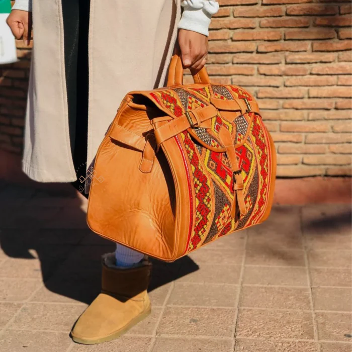 Personalized Crafted Kilim Travel leather Bag