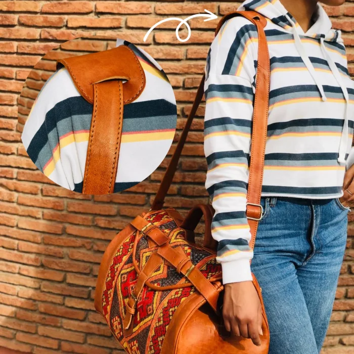 Personalized Crafted Kilim Travel leather Bag - Image 9