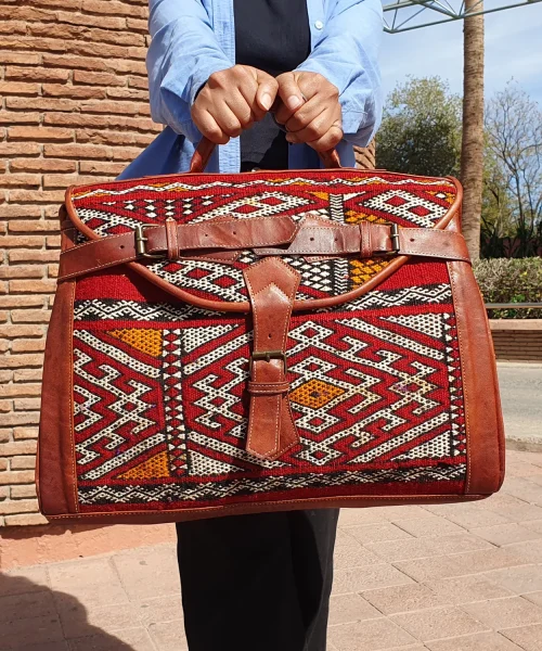 Morocco Vintage Red Carpet Leather travel Bag