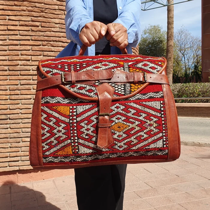 Morocco Vintage Red Carpet Leather travel Bag