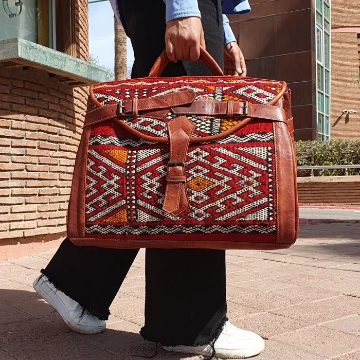 Morocco Vintage Red Carpet Leather travel Bag - Image 2