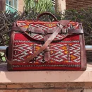 Moroccan Artisan-Crafted Vintage Carpet Leather Bag