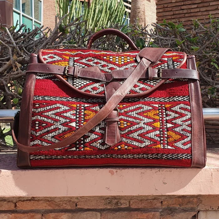 Moroccan Artisan-Crafted Vintage Carpet Leather Bag