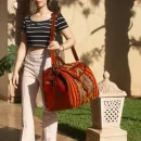 Large Kilim Travel Bag With Original Brown Leather