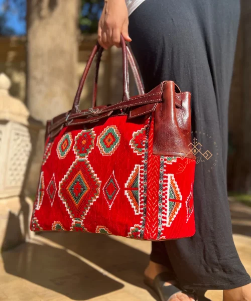 Red Kilim Leather shoulder bag for Women