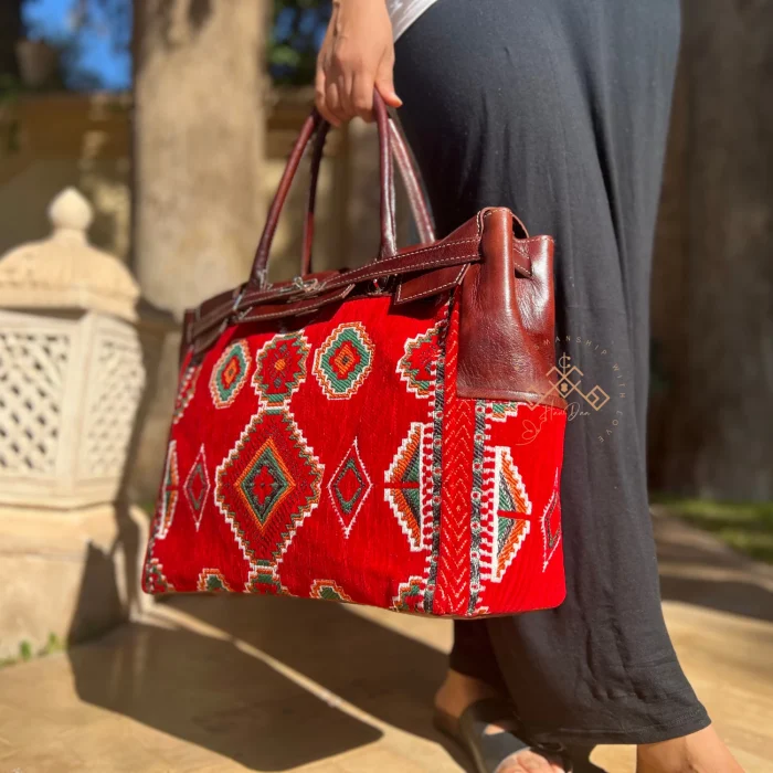 Red Kilim Leather shoulder bag for Women