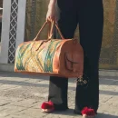 Brown Kilim Travel Bag with green Carpet Design