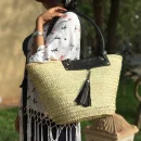 Handwoven Basket Crafted with Genuine Leather Handle