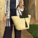 Handwoven Basket Crafted with Genuine Leather Handle