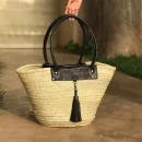 Handwoven Basket Crafted with Genuine Leather Handle