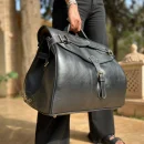 Black Handmade Genuine Leather travel Bag