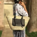 Moroccan Woven Basket with Leather Touch