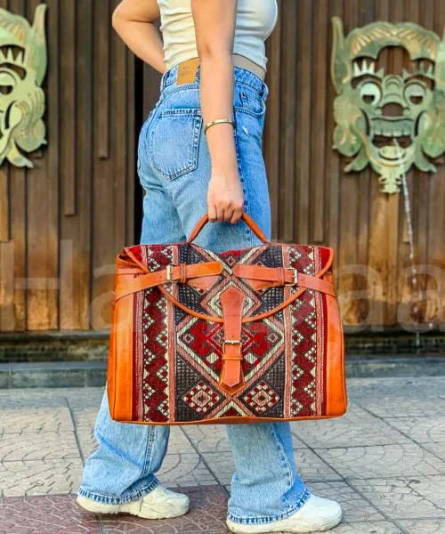 Personalized handmade Kilim travel bag