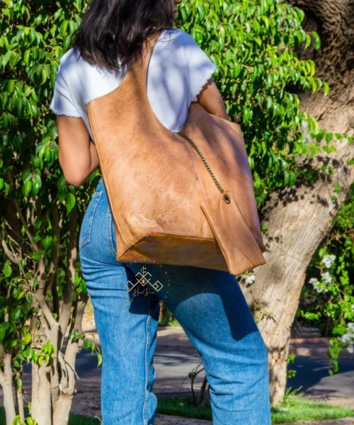 Moroccan Leather Hobo Shoulder Bag