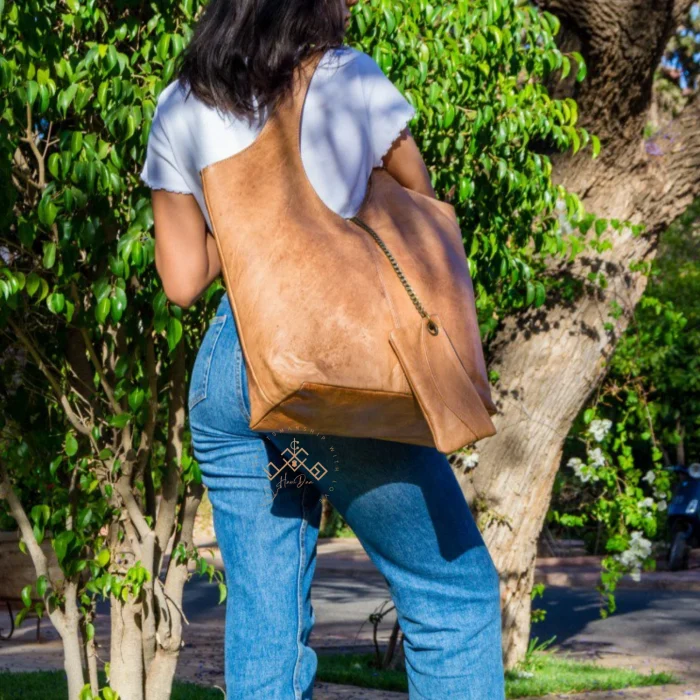 Moroccan Leather Hobo Shoulder Bag