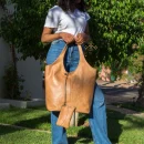 Moroccan Leather Hobo Shoulder Bag