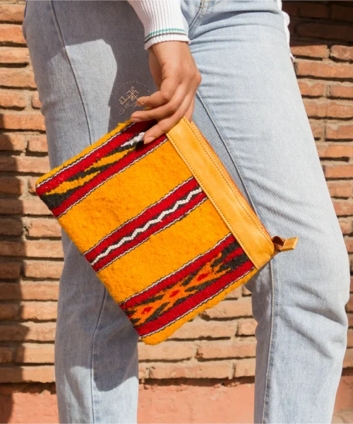 Handmade Berber carpet leather Purse