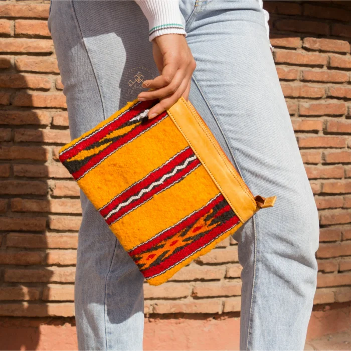 Handmade Berber carpet leather Purse