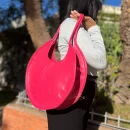 Pink Stylish Circle Leather Handbag for Modern Women