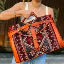 Personalized Weekend travel Carpet Leather bag