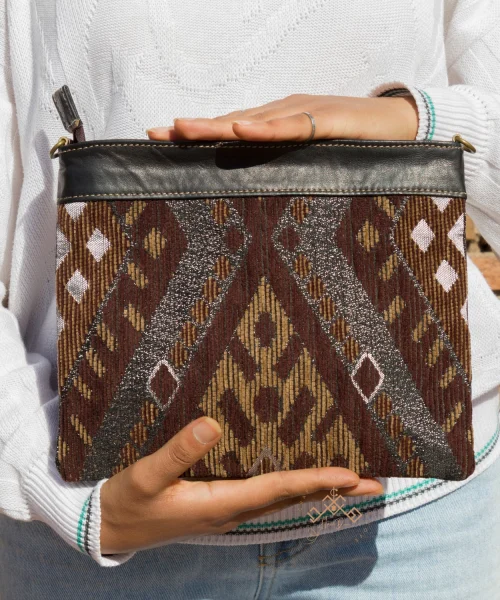 Handmade carpet leather Purse for women