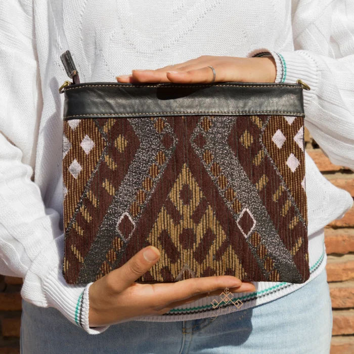 Handmade carpet leather Purse for women