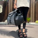 handmade black leather Carpet travel bag