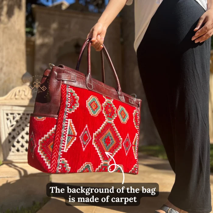 Red Kilim Leather shoulder bag for Women - Image 5